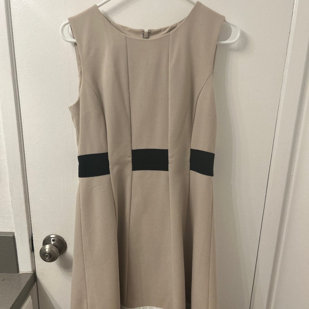 Calvin Klein Beige / Black / White A-line dress